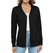 UVPLOVE Women Long Sleeve Soft Basic Knit Cardigan Sweater,Black,S-3XL