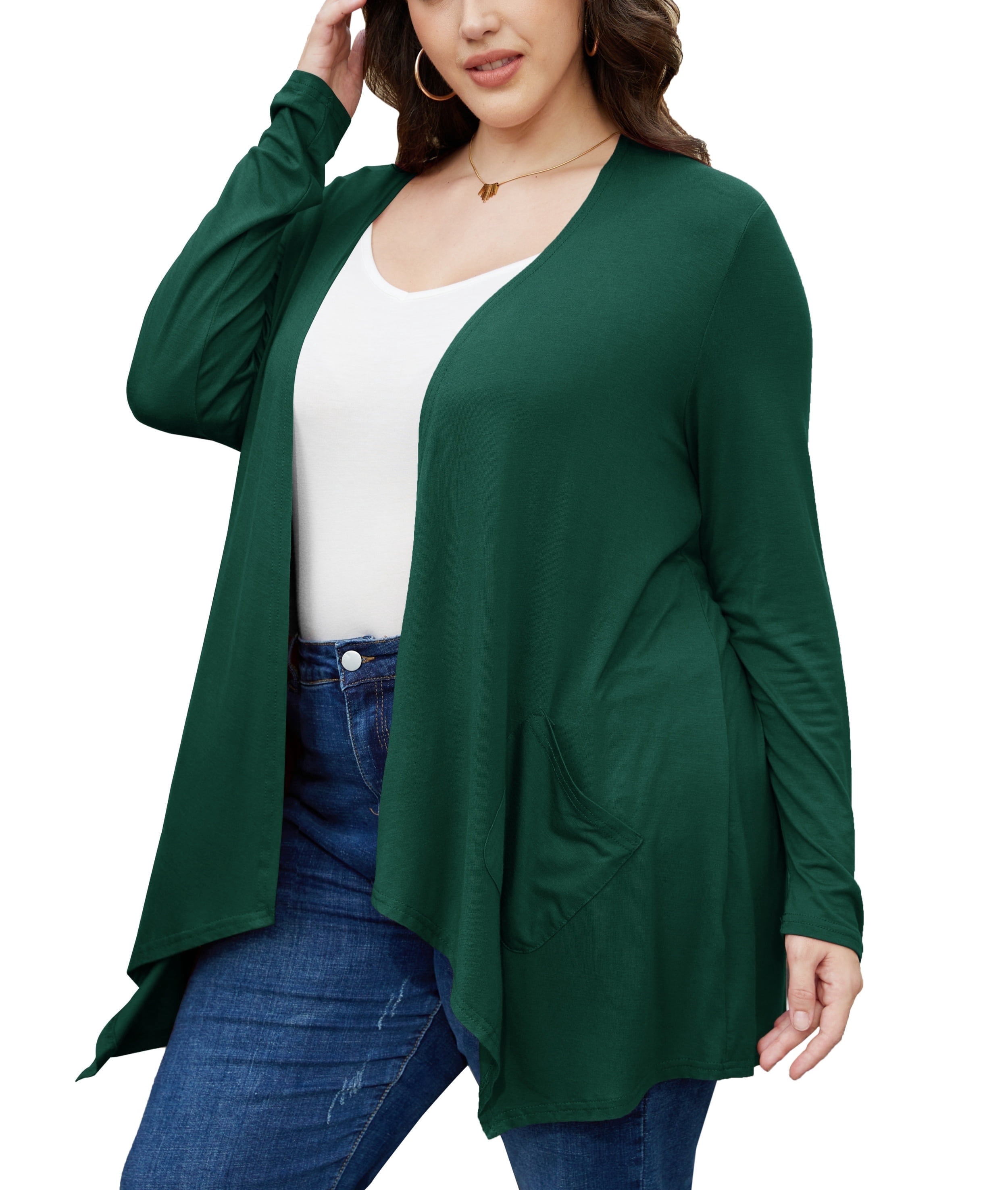 Cueply Women s Plus Size Sweater Long Sleeve Lightweight Cardigans Buttons Knited Casual Outwear Tops with Pockets 1X 4X