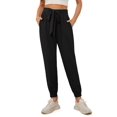 thumbnail image 1 of Uvplove Women's Bow-Knot Tapered Ankle Pants with Pockets Soft Lightweight Trousers Elastic Waist Black-S, 1 of 9