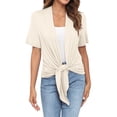 thumbnail image 1 of Uvplove Women's Casual Cardigan Short Sleeve Tieable Cardigan Light_Apricot-XXL, 1 of 16