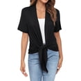 thumbnail image 1 of Uvplove Women's Casual Cardigan Short Sleeve Tieable Cardigan Black-XL, 1 of 16