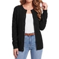 thumbnail image 1 of Uvplove Women's Classic Cable Knit Cardigan Sweater - Button Down Crew Neck Long Sleeve Soft Chunky Knit Khaki Casual Fall Outerwear,Black,M, 1 of 8