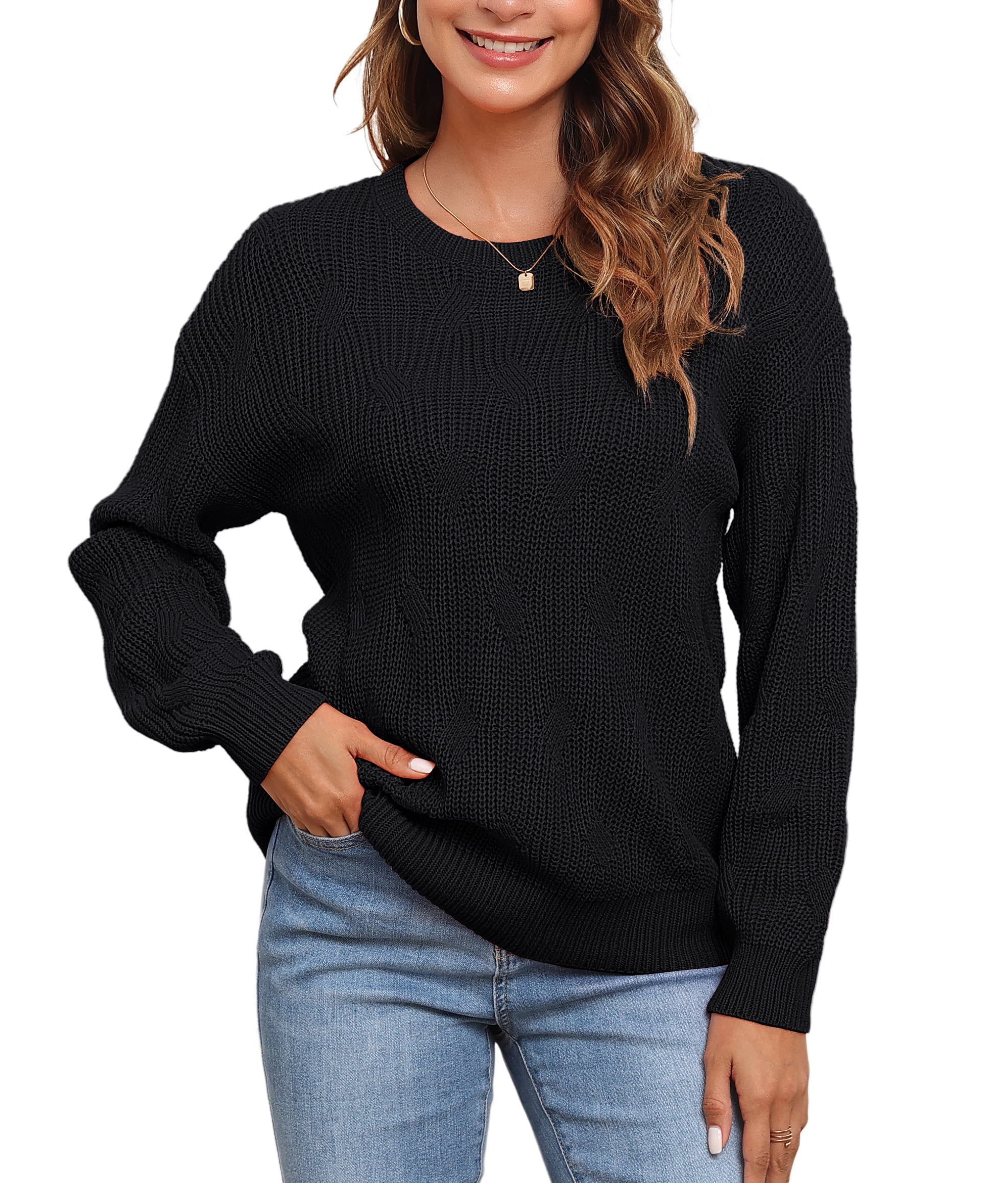Zeagoo Women's 2025 Fall Sweaters - Lightweight Knit Crew Neck Pullover Tops