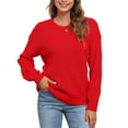 thumbnail image 1 of Uvplove Women's Long Sleeve Crew Neck Knitted Pullover Sweater x red-2xl, 1 of 7