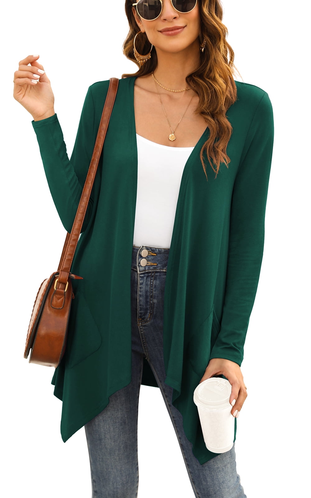 Uvplove Women's Lightweight Cardigan Casual Soft Long Sleeve Floral Knit Cardigans with Pockets