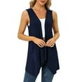 thumbnail image 1 of Uvplove Women's Summer Sleeveless Soft Knit Cardigan with Pockets High Low Drape Front Open Cardigan Blouse,Navy_Blue,S, 1 of 9