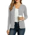 thumbnail image 1 of Uvplove Women's Long Sleeve Cardigan V-Neck Oufits Knit Button Down Casual Sweater,Gray,M-3XL, 1 of 9