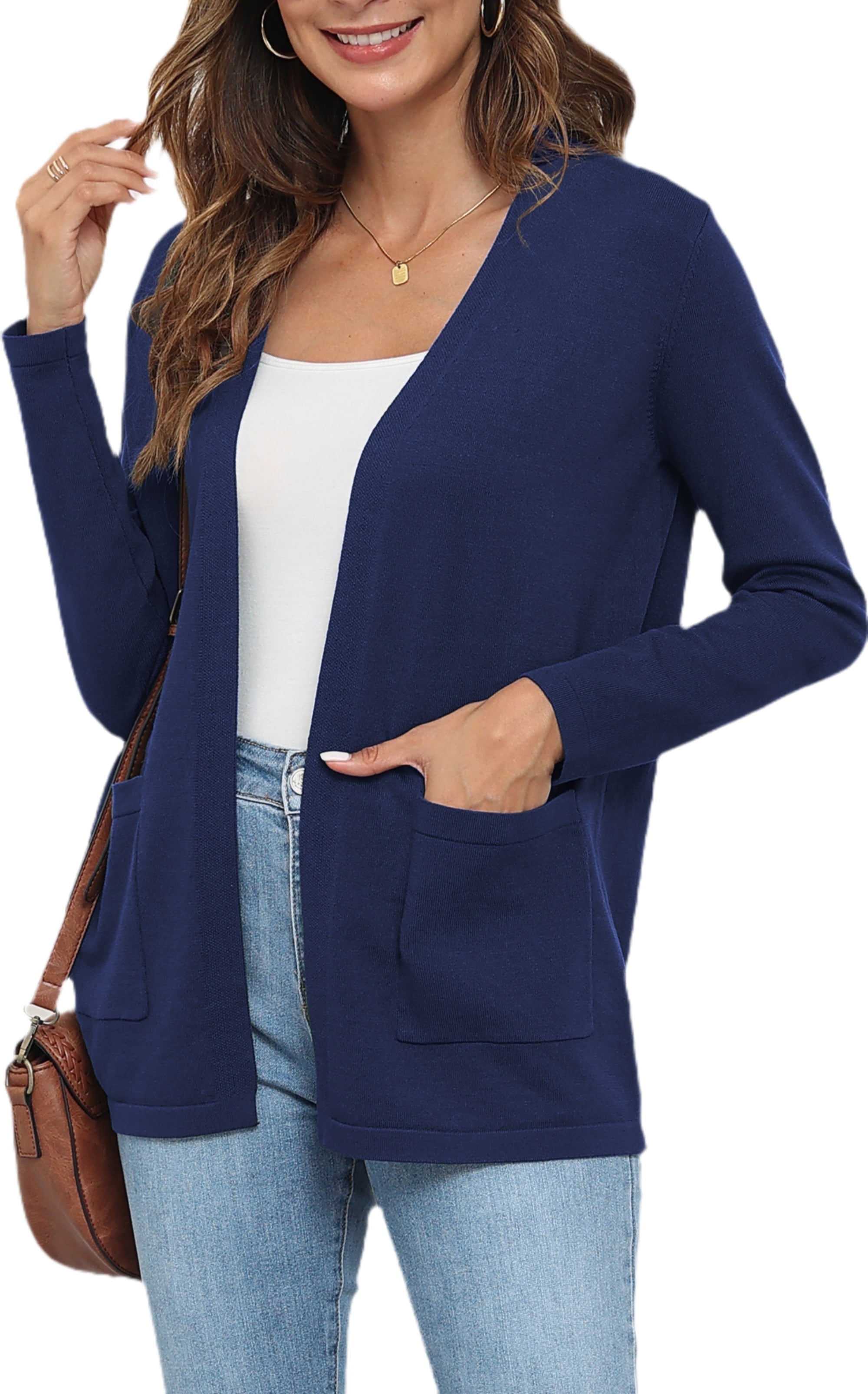 ENFOLD ニット DOUBLE FACE CARDIGAN ENFOLD Cash feel double face p.o black medium blue gray