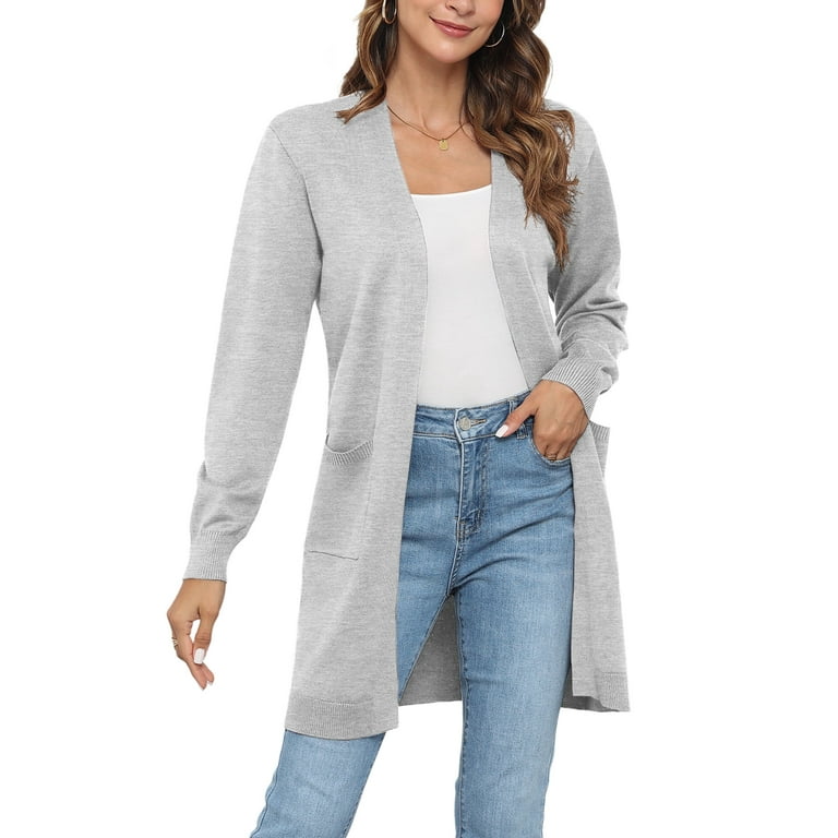 Uvplove Womens Classic Draped Kimono Cardigans Long Sleeve Open Front Casual Knit Cardigan Sweaters Coat Soft Outwear