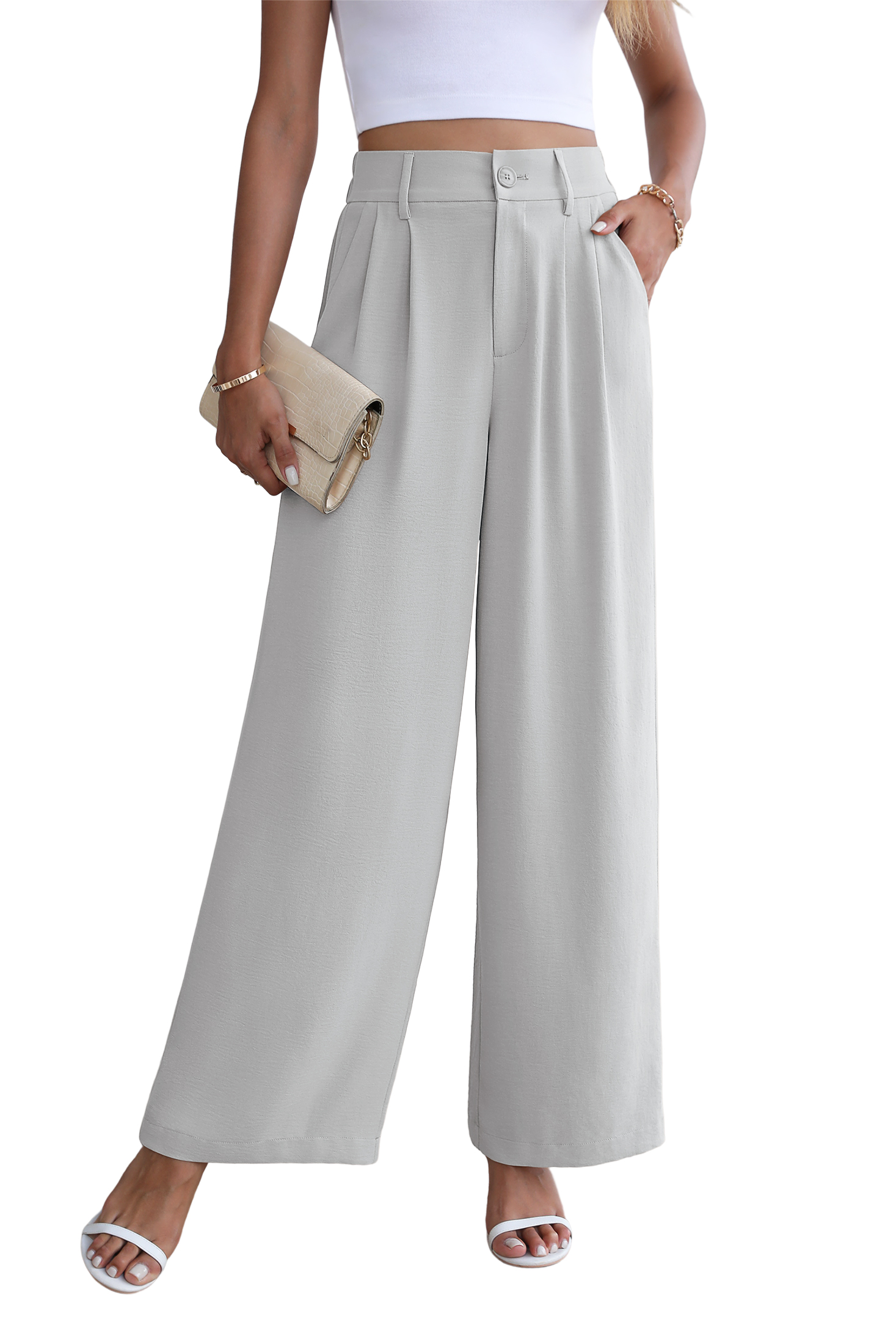 Pocket Wide Leg Pants, Cotton Pants for Women, Loose Women Trousers main image 0