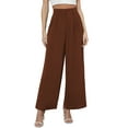 thumbnail image 1 of Uvplove Women's Pocket Wide Leg Trousers Lightweight Pants High Waist Button Loose Trouser Work Casual Business Pants,US Size XX-Large in Coffee, 1 of 14