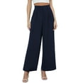 thumbnail image 1 of Uvplove Women's Pocket Wide Leg Trousers Lightweight Pants High Waist Button Loose Trouser Work Casual Business Pants,US Size XX-Large in Navy Blue, 1 of 14