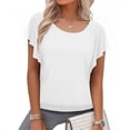 thumbnail image 1 of Uvplove Women's Summer Loose Casual Short Sleeve Chiffon Top T-Shirt Blouse,White,X-Large, 1 of 14
