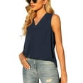 thumbnail image 1 of Uvplove Women's Summer Sleeveless Chiffon Tank Tops Loose Casual V Neck Shirt Navy Blue S-2XL, 1 of 7