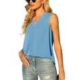 thumbnail image 1 of Uvplove Women's Summer Sleeveless Chiffon Tank Tops Loose Casual V Neck Shirt Blue S-2XL, 1 of 7