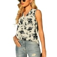 thumbnail image 1 of Uvplove Women's Summer Sleeveless Chiffon Tank Tops Loose Casual V Neck Floral White S-2XL, 1 of 7