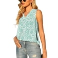 thumbnail image 1 of Uvplove Women's Summer Sleeveless Chiffon Tank Tops Loose Casual V Neck Shirt Leaves Print S-2XL, 1 of 7