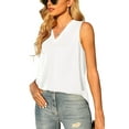 thumbnail image 1 of Uvplove Women's Summer Sleeveless Chiffon Tank Tops Loose Casual V Neck Shirt White S-2XL, 1 of 7