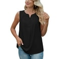 thumbnail image 1 of Uvplove Women's Summer Sleeveless Chiffon Tank Tops Blouses Work Casual V Neck Button Blouses Shirts Tops,US Size X-Large In Black, 1 of 13