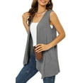 thumbnail image 1 of Uvplove Women's Summer Sleeveless Soft Knit Cardigan with Pockets High Low Drape Front Open Cardigan Blouse,Dark_Grey,3XLarge, 1 of 5