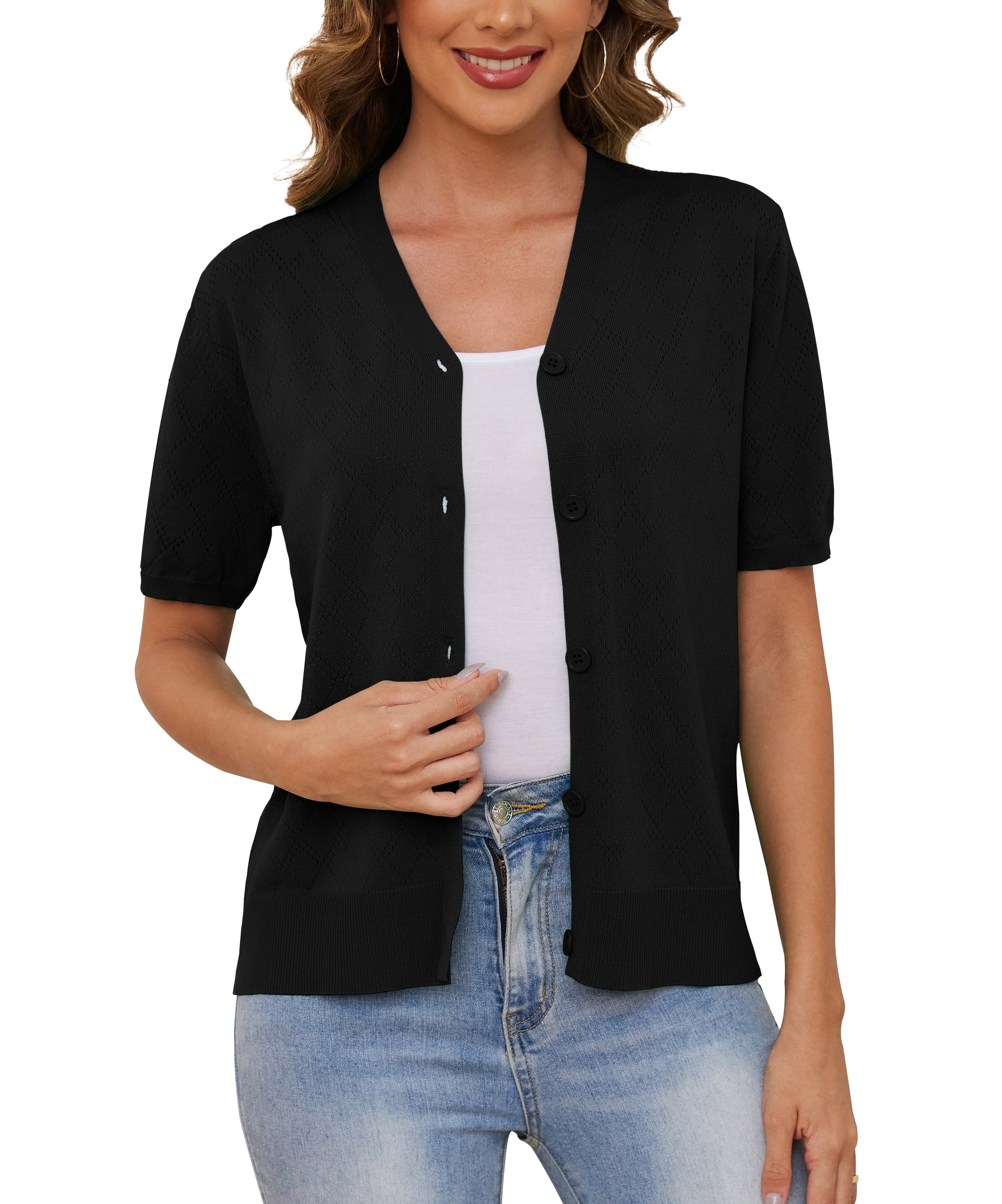 Short sleeve v neck cardigan sale