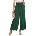 thumbnail image 1 of Uvplove Women's Wide Leg Trousers Palazzo Pants Drawstring Waist Summer Loose Trousers with Pockets Army Green-L, 1 of 14