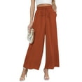 thumbnail image 1 of Uvplove Women's Wide Leg Trousers Palazzo Pants Drawstring Waist Summer Loose Trousers with Pockets Caramel-M, 1 of 14