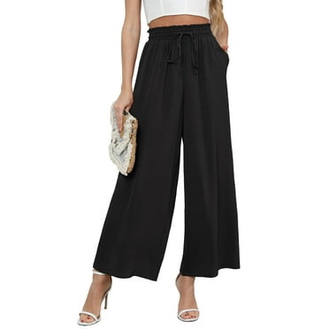 Uvplove Women's Wide Leg Trousers Palazzo Pants Drawstring Waist Summer Loose Trousers with Pockets