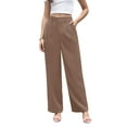 thumbnail image 1 of Uvplove Women's Work Trousers Loose Wide Leg Business Pants Breathable Suit Pants Coffee-L, 1 of 8