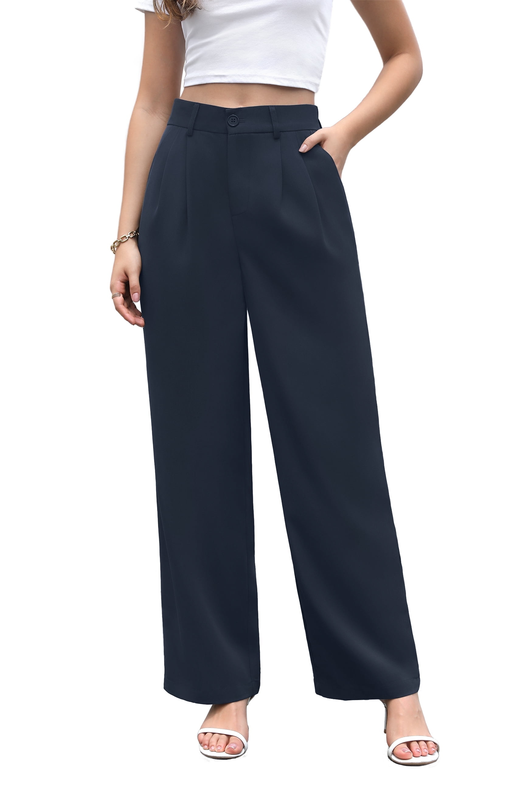 UVPLove Women's Work Trousers, Loose Wide Leg Business Pants ...