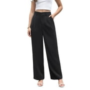 Uvplove Women's Work Trousers Loose Wide Leg Business Pants Breathable Suit Pants