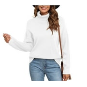 Uvplove Womens 2025 Fall Casual Turtleneck Batwing-Sleeved Chunky Ribbed Knit Tunic Sweaters in Pullover Style