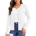 thumbnail image 1 of Uvplove Womens Cardigan Button Down Long Sleeve Soft Knit Crew Neck Sweater,White,M-3XL, 1 of 8