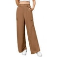 thumbnail image 1 of Uvplove Womens High Waisted Wide Leg Cargo Pants Baggy Casual Work Trousers with 4 Pockets,Khaki,S, 1 of 9