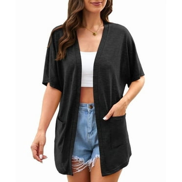 Uvplove Womens Summer Short Sleeve Lightweight Cardigan For Women Casual Loose Thin Cardigan Tops With Pockets(S-3XL)