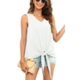 thumbnail image 1 of Uvplove Womens Tie Front Chiffon Blouses V Neck for women Sleeveless Summer Tops Shirts,US Size,White,Small, 1 of 10