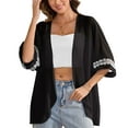 thumbnail image 1 of Uvplove women's Swimsuit Cover Up Shirt Lightweght Puff Sleeve Cardigan Chiffon Blouse Top,Black,S, 1 of 8