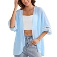 thumbnail image 1 of Uvplove women's Swimsuit Cover Up Shirt Lightweght Puff Sleeve Cardigan Chiffon Blouse Top,Light Blue,L, 1 of 8