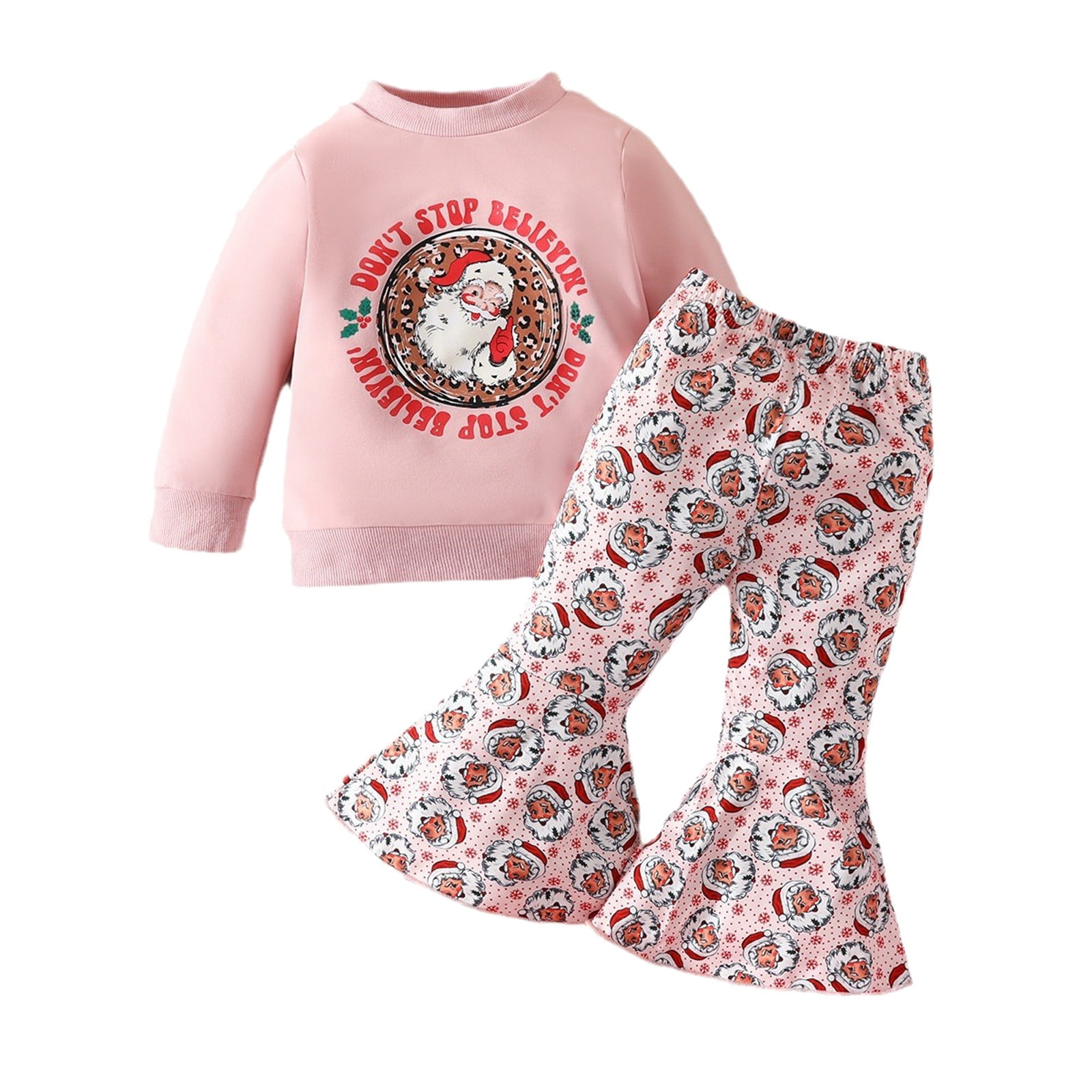 Uvwlwu Christmas Outfits for Baby Girls Long Sleeve Cartoon Prints