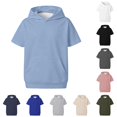 thumbnail image 1 of Uvwlwu Kids Short Sleeve Hooded Sweatshirt Boys Girls Loose Lightweight Pullover Hoodie with Kangaroo Pocket Casual Athletic Tops for School Daily Outdoor Wear,4-5 Years, 1 of 5