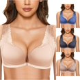 thumbnail image 1 of Uvwlwu Women Front Closure Bra Lace Wide Straps Full Coverage Underwire Unlined Support Everyday Plus Size Bra,C, 1 of 5