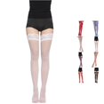 thumbnail image 1 of Uvwlwu Women Lace Top Thigh High Stockings Sheer Thin Nylon Hosiery Stretch Soft Stay Up Design for Party Date Evening Occasion Wear,White,One Size, 1 of 5