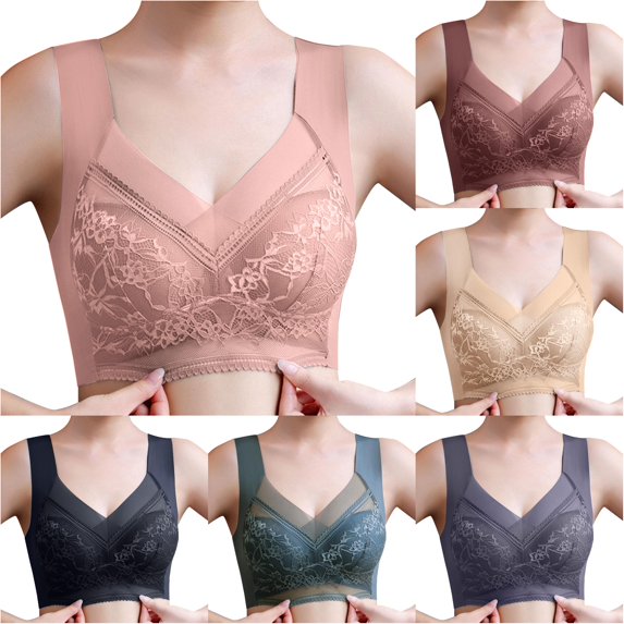Uvwlwu Women Lace Wireless Bra Wide Strap Full Cup Support Plus Size Large Bust Seamless Everyday Vest Bralette,5XL