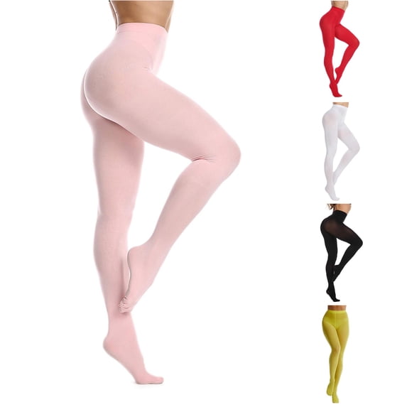 Uvwlwu Women Semi Opaque Soft Footed Full Length Stretch Pantyhose High Waist Tights for Daily Office Casual Evening Occasions,Pink,One Size