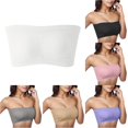 thumbnail image 1 of Uvwlwu Women Stretch Wireless Bandeau Strapless Bra Light Padded Seamless Ruched Front Support Tube Top Bra for Off Shoulder Outfits Summer Daily Casual Wear,4XL, 1 of 4