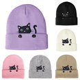 thumbnail image 1 of Uvwlwu Women's Knit Beanie Hat Cute Cat Embroidery Soft Stretchy Thermal Lightweight Cap for Casual Outdoor Winter Daily Activities,21*19*2, 1 of 3