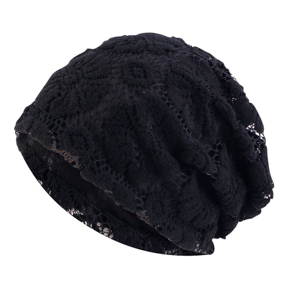 Uvwlwu Women's Floral Lace Slouchy Beanie Hat Breathable Lightweight Soft Stretchy Chemo Headwear for Hair‑Loss Daily Indoor Outdoor Wearing,One Size