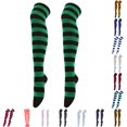 thumbnail image 1 of Uvwlwu Women's Striped Over The Knee Stockings Soft Stretchy Knit Hosiery for Holiday Cosplay Themed Party Skirt Outfit Festival Dress Up,Army Green,One Size, 1 of 4