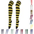 thumbnail image 1 of Uvwlwu Women's Striped Over The Knee Stockings Soft Stretchy Knit Costume Hosiery for Holiday Cosplay Themed Party Skirt Outfit Festival Dress Up,Khaki,One Size, 1 of 4
