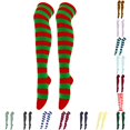 thumbnail image 1 of Uvwlwu Women's Striped Over The Knee Stockings Soft Stretchy Knit Hosiery for Holiday Cosplay Themed Party Skirt Outfit Festival Dress Up,Red,One Size, 1 of 4